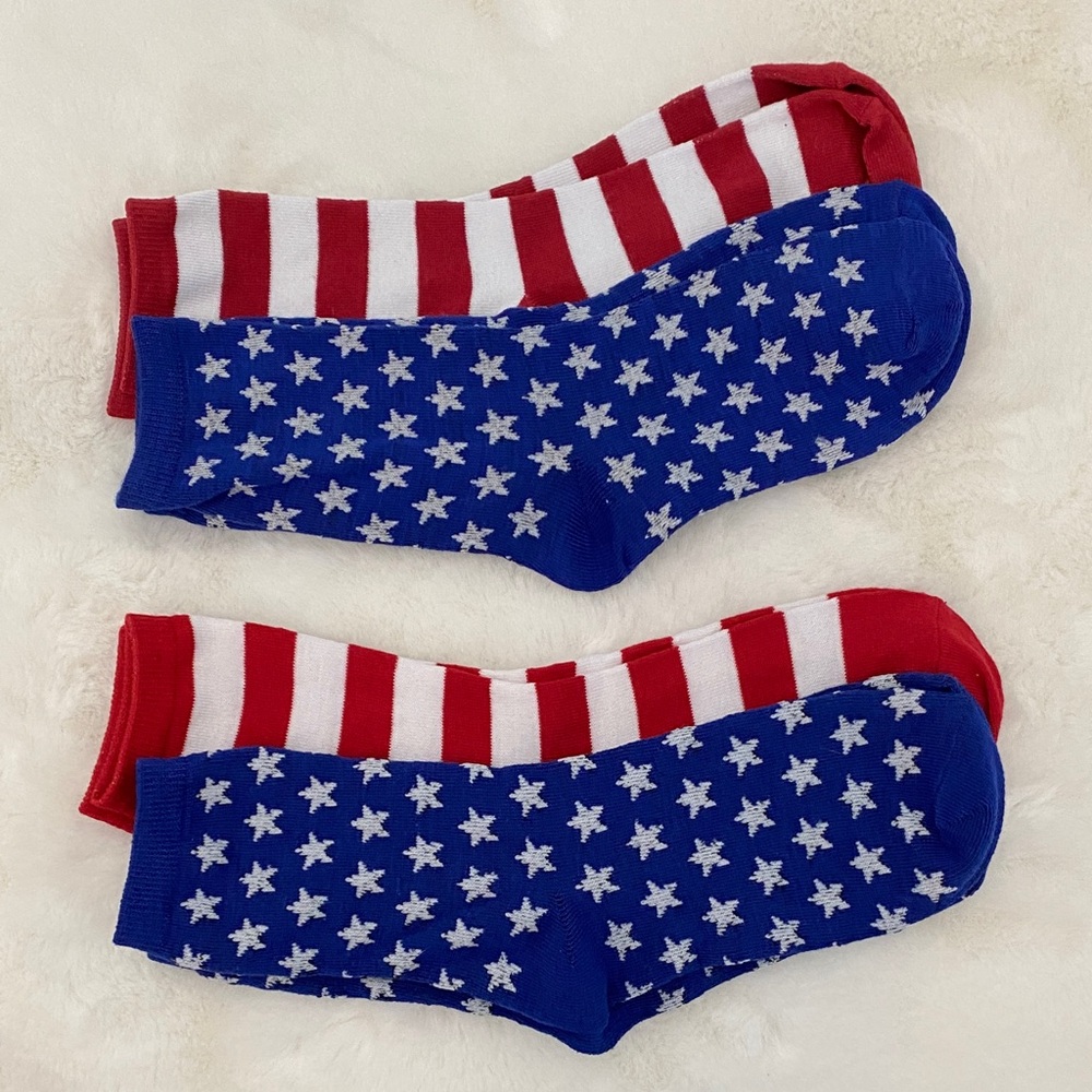 Patriotic Red and Blue Star Socks 4 pairs